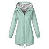 CSKJ Regenjacke Damen Wasserdicht Atmungsaktiv Softshelljacke Lang Übergangsjacke Einfarbige...