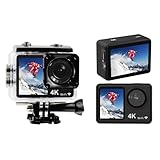 Andoer 4K 60FPS Action-Kamera 24MP WiFi-Sportkamera 170°-Weitwinkelobjektiv Dual-Screen Anti-Shake...