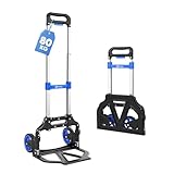 Sekey Alu Sackkarre Klappbar & Leichte Transportkarre 80 kg Tragkraft, 3-Stufig Höhenverstellbar &...