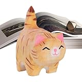 Katzenstatue aus Holz, niedliche Katzenstatue, Miniaturen, handgefertigte...