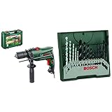 Bosch Schlagbohrmaschine EasyImpact 600 (600 Watt, im Koffer) & 15tlg. Mini-X-Line Spiralbohrer...