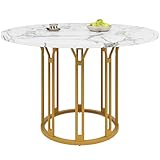 BXEYXE Runder Esstisch (1 Stück) Küchentisch Frühstückstisch Metallbeine Marmormuster...