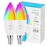 UPXNBOR Smart Glühbirne E14, 4.5W, WLAN LED Lampe RGBWW Dimmbare mit 16 Millionen Farben, 450LM,...