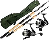 Angel Berger Angelset Komplettset 2 Teleskopruten Rollen Rutentasche Angelruten Angelrollen mit...