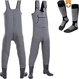 wasserdichte, Atmungsaktive Neopren Wathose Mit Gummi Stiefel – Perfekt Als...