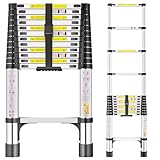 SIMPDIY 3,8m Teleskopleiter, Edelstahl Hochfest Verstärkt Leiter Ausziehbar, Tragbare Ausziehbare...