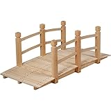 COSTWAY Holzbrücke Gartenbrücke Teichbrücke Zierbrücke Dekobrücke mit Geländer 150x67x55 cm...