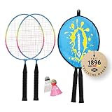 Schildkröt Federball Set Junior – 2 kurze Schläger für leichteres Treffen – 2 Federbälle –...