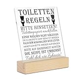 Putuo Decor Acrylschild mit Holzsockel – Toilettenregeln Schild – Lustige und praktische...