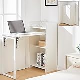 Schreibtisch Klappbar Wand – Wandklapptisch Klappschreibtisch platzsparend mit Regal & 3...