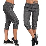 Caprihose Damen Sommer Stretch Jogginghose 3/4 Sporthose Große Größen Freizeithose Leicht...