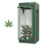 VivoVerdant Grow Zelt 60x60x180cm, Indoor Grow Tent Reflektierende 600D Mylar Zuchtzelte...