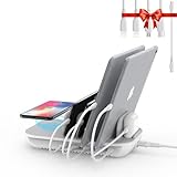 SooPii 70W Ladestation für mehrere Geräte, 5 Port Ladestation mit 15W Wireless Charger, 25W USB C...