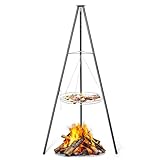 LEADZM Schwenkgrill ohne feuerschale inkl. 48 cm Grillrost - Dreibein grill - Höhenverstellbar,...