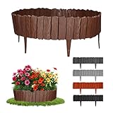 GARDENIX 2.3m Holzoptik Rasenkante Kunststoff 4 Module - Beetumrandung Garten, Beeteinfassung Braun,...
