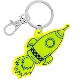 GRUSS & CO Reflektor neon Rakete | Figürlicher Neon-Reflektor, mit Schlüsselring und Karabiner |...