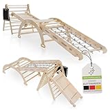 Juskys Kletterdreieck Movario Groß - Indoor Klettergerüst mit Rutsche & Kletterbogen - Dreieck...