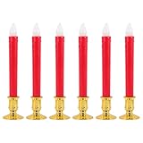 Kisangel LED Stabkerzen 6 Stück Flammenlose Tropffreie Kerzen aus ABS Rot Gold Batteriebetrieben...