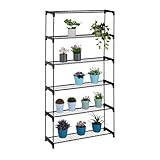Relaxdays Blumenregal, 6 Ablagen, Blumen-& Pflanzentöpfe, Metall & Kunststoff, HBT: 174x91x28 cm,...