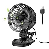 OUILA Mini USB Ventilator, Tischventilator Clip Fan mit 9 Geschwindigkeiten, 360° Drehung Klein...