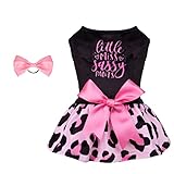 CuteBone Little Miss Sassy Pants Hund Leopardenmuster Kleid Samt für kleine Hunde Mädchen Welpen...