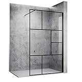 SONNI Duschwand 120 x 200 cm Walk In Schwarz Design aus 8mm Nano Sicherheitsglas,ESG Duschabtrennung...