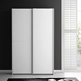 FORTE Ohio 40 weißer Mehrzweckschrank modern, 2-türig mit Einlegeböden, Schwebetürenschrank,...