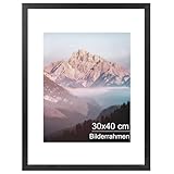 OMISHE Massivholz Bilderrahmen 30x40, Rahmen 30x40, Schwarzer Bilderrahmen 30x40 cm mit 21,5x28 cm...
