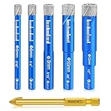 Lytool Fliesenbohrer Diamantbohrer Glasbohrer Set 5 tlg. 5, 6, 8, 10, 12 mm für Keramik, Granit,...
