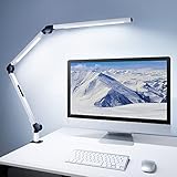 MediAcous LED Schreibtischlampe, Doppelte Lichtquelle Schwenkarm Architektenlampe mit Klemme, 12W...