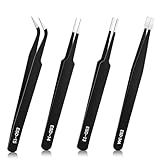 Präzisions Pinzetten Set, 4 Stück Antistatisch Edelstahl Pinzette, Modellbau Edelstahl Pinzette,...
