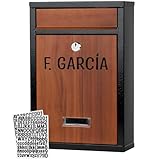 VESSONNA Briefkasten klein personalisiert mit Hausnummer | Verzinkter Stahl in Vintage Holzoptik,...