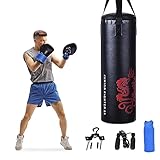 COSTWAY 20KG Boxsack-Set mit 10oz Boxhandschuhen und Springseil, Punchingsack für Kinder und...