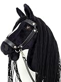 HORSE & toys Steckenpferd Ikar großes Set (Pferd auf einem Stock) + schwarzes Zaumzeug + Zügel +...