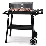 Muntel Holzkohlegrill edelstahl auf rollen,Säulengrill,BBQ-Grill,inkl 4-fach höhenverstellbarem...