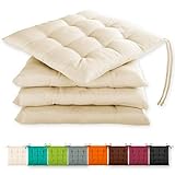 Gräfenstayn® 4er-Set Sitzkissen 40x40x3cm mit Haltebändern für Indoor und Outdoor mit Öko-Tex...