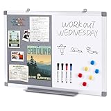 Swansea Whiteboard Magnettafel und Pinnwand Filz mit Aluminiumrahmen für Wohnung, Büro, Küche und...