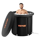 VEVOR Eisbad Eistonne Eisbadewanne 330L aufblasbare Faltbadewanne mit Abdeckung, 85x75 cm Eisfass...