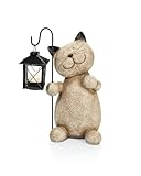 Weltbild Dekofigur Katze Carlo mit LED-Laterne - Gartenfigur aus Stein als LED Katze Gartenfigur,...