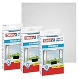 tesa Insect Stop Standard Fliegengitter für Fenster im 3er Pack - Insektenschutz zuschneidbar -...