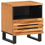 THOYTOUI Nachttisch 40x34x46 cm Massivholz Akazie, Nachtschrank Nachtkästchen Nachttische Bedside...