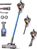 Akku Staubsauger Kabellos 550W/45000Pa/60min Laufzeit, Kabelloser Staubsauger mit Ladestation,...