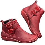 oxsdMKQ Stiefeletten für Damen, wasserdicht, Arbeitsstiefel, Damen, leichte Wanderschuhe, Retro,...