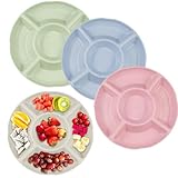 Hocadrv 4 Stück Snackteller Snackschale mit 5 Fächern Plastik Snackteller Rundes Snackteller mit...