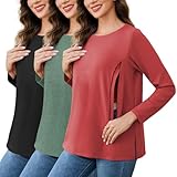 Love2Mi 3er Pack Damen Stillshirts mit Reißverschluss Lose Stillen Tshirt Umstandsmode Tops...