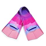 Schwimmflossen Kinder, 100% Silikon Kurzflossen, Taucherflossen Regenbogen Flossen für Kinder...