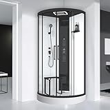 Marwell Dampf Duschkabine – Komplettdusche Spa Round 95x95x220cm – Fertigdusche mit Acrylwanne...