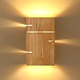 Aanyhoh Holz Wandleuchte Innen, Vintage Wandlampe Up Down Licht, E27 Retro Industrial Wandlampen...