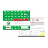 SIGEL SD121 Quittungsblock fortlaufend nummeriert, eindeutige 7stellige Nummer, A6 quer, 2x50 Blatt,...