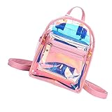 POPETPOP Irideszierender Transparenter Mini Rucksack für Mädchen Multifunktional als Schulter und...